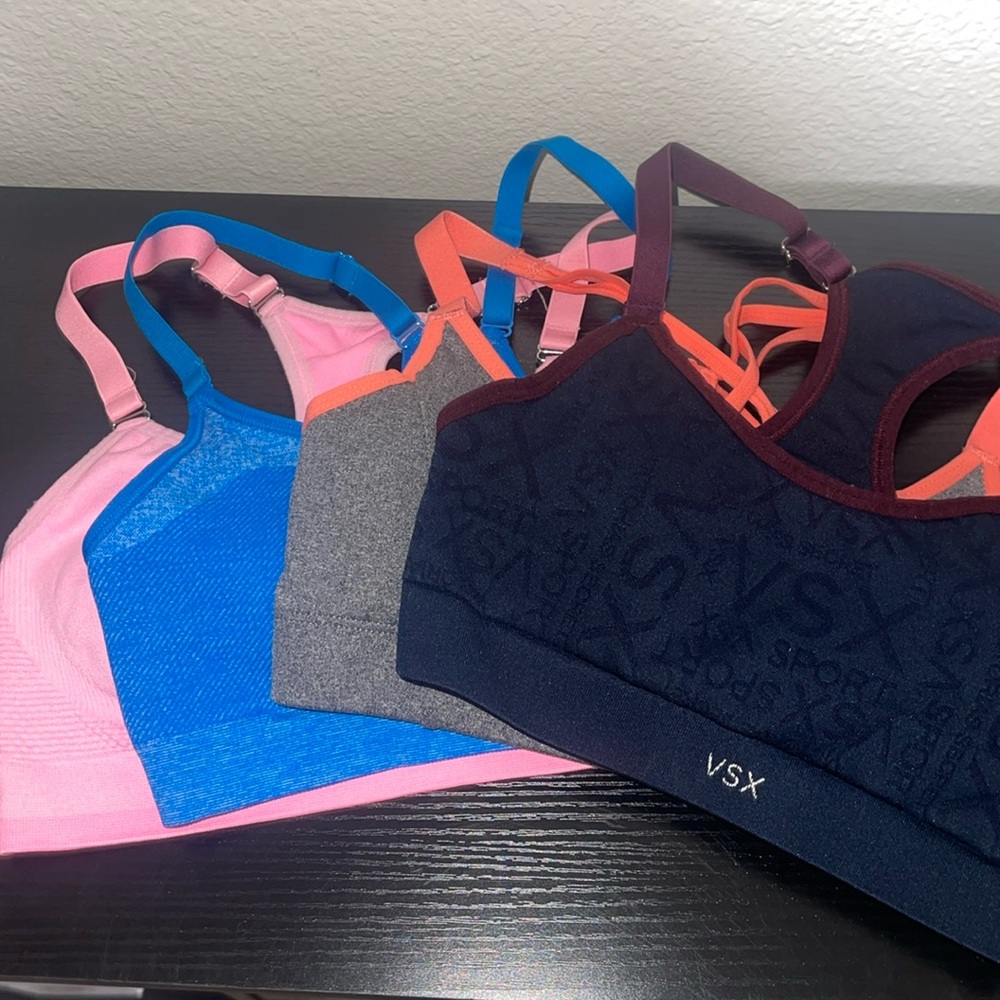 Assorted sports bras by Victoria’s Secret & Champion